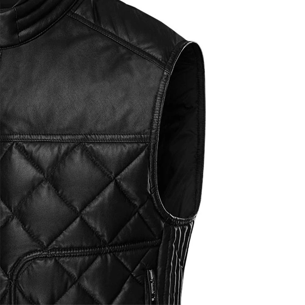 100% High Quality Biker Fashion Men's Leather Vest For Men New Streetwear Blank Sleeveless Zip Up Leather Vest