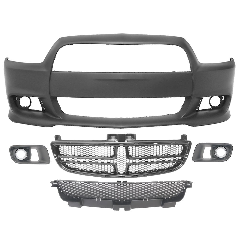 Unpainted PP SRT8 Style Hellcat Front Bumper Conversion Kit For 2011-2014 Dodge Charger