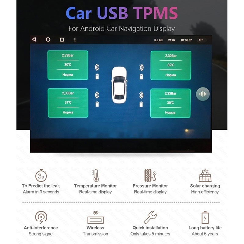 TPMS Tire Pressure Monitoring Android Tire Pressure Monitor External Wireless Tire Pressure Monitoring