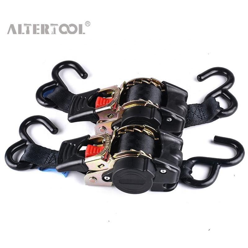 Motorcycle  Nylon Belt Ratchet Tie Down Auto Retractable Tie Down Ratchet motorcycle tie down strap of cable puller