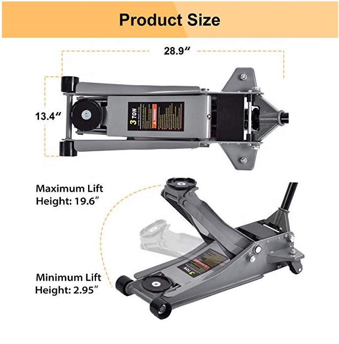 3 Ton Low Profile Floor Hydraulic Car Jack Top Sale Guaranteed Quality Wholesale Price Popular Jack with Dual Pump