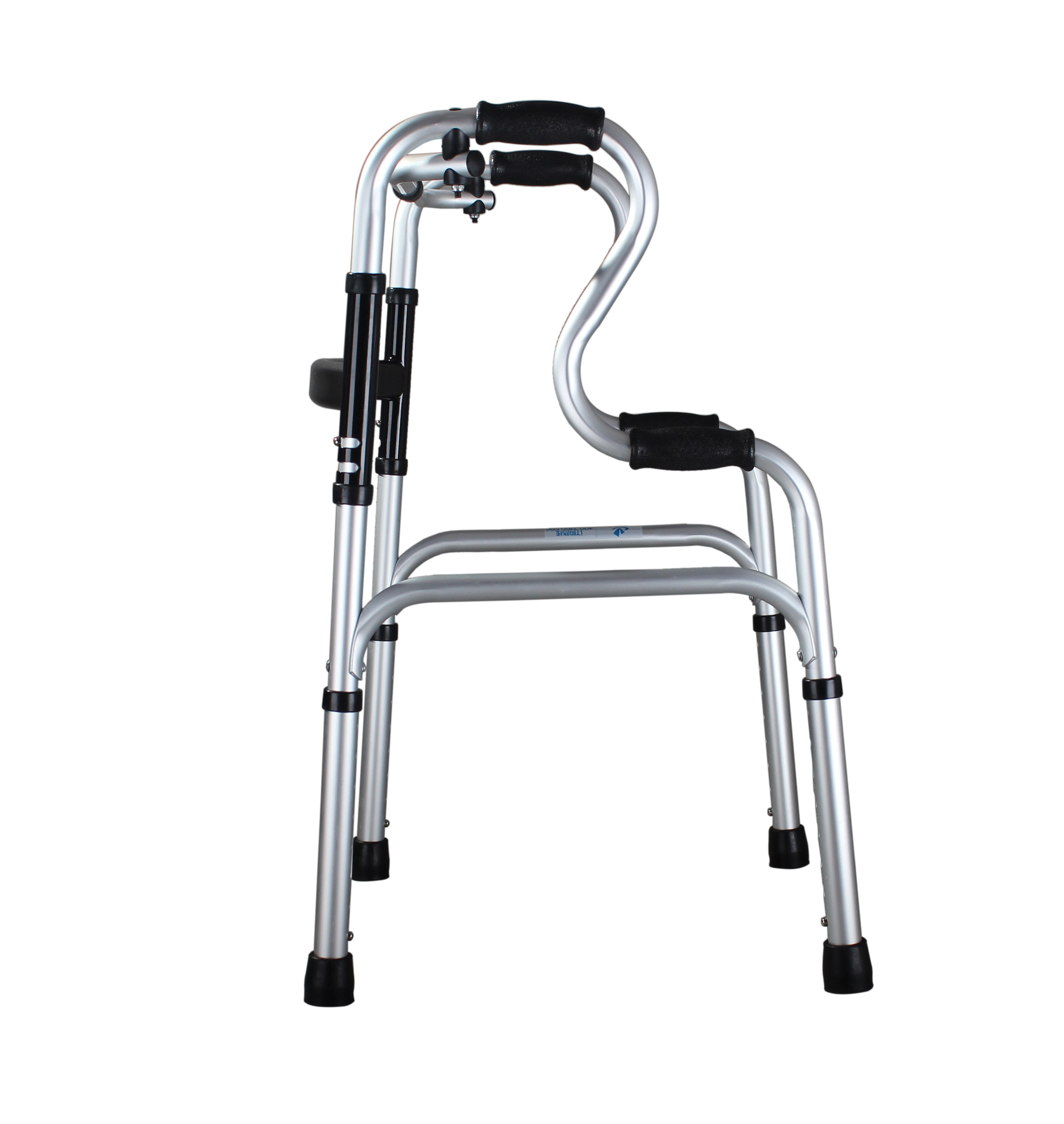 walking aid MANUAL WALKER adult double bend frame Hospital Walkers For Disabled Elderly People Adjustable Folding Wheel Walker