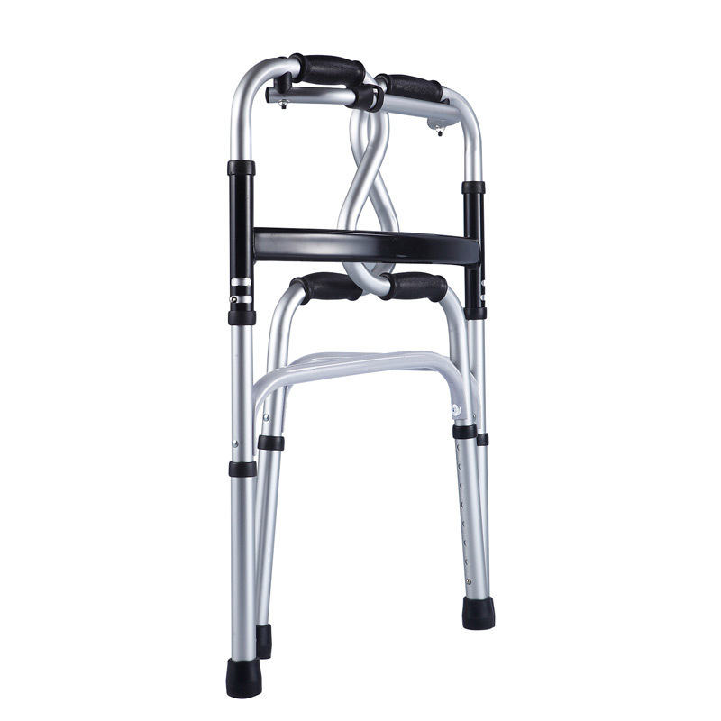 walking aid MANUAL WALKER adult double bend frame Hospital Walkers For Disabled Elderly People Adjustable Folding Wheel Walker