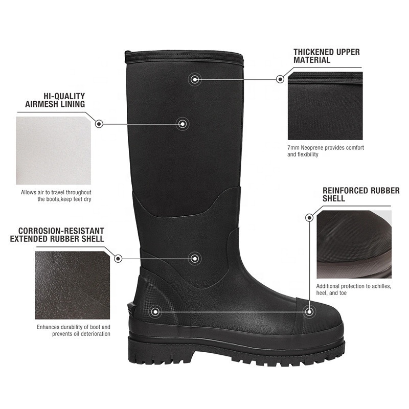 Men's Rubber Work Boots Waterproof Insulated Neoprene Muck Boots