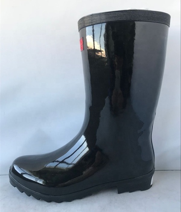 Lightweight Black Shiny Rubber Rain Boots For Men