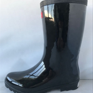 Lightweight Black Shiny Rubber Rain Boots For Men