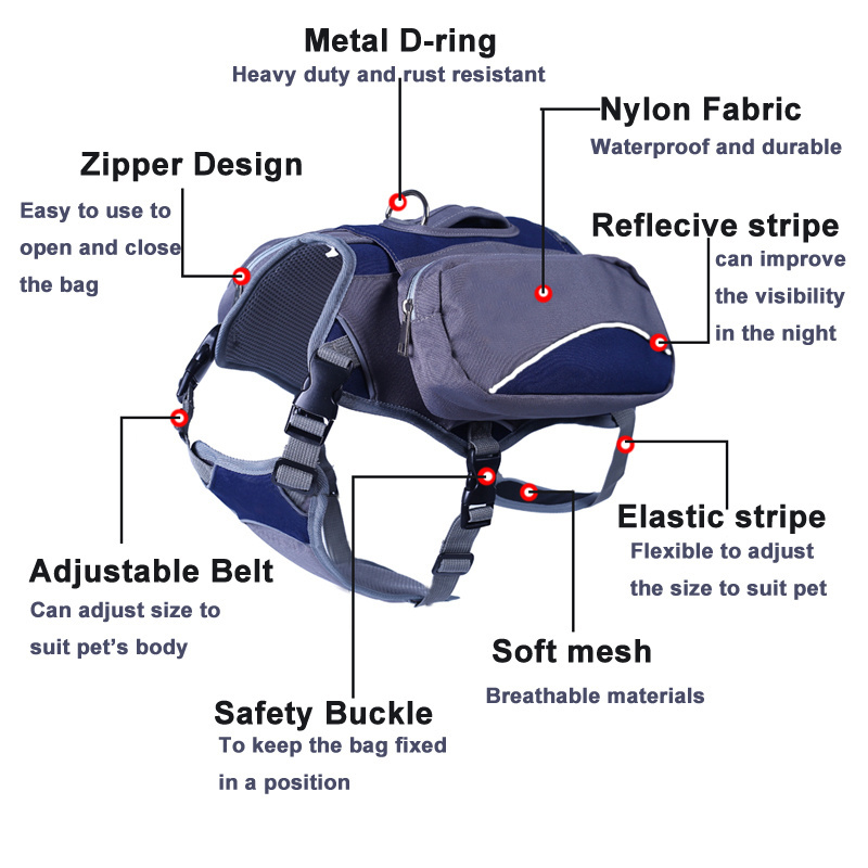 Wholesale Multifunctional Adjustable traveling Pet Pannier Dog saddle bag Backpack Harness for Camping