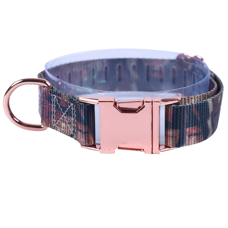 Altra Pet High Quality Breakaway Metal Rose Gold Buckle Dog Collar With Sublimation Printing Nylon Webbing