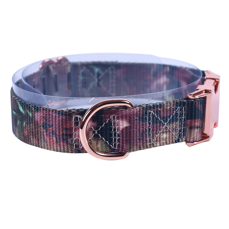 Altra Pet High Quality Breakaway Metal Rose Gold Buckle Dog Collar With Sublimation Printing Nylon Webbing