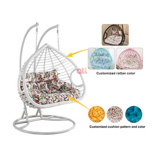 indoor garden double seat cheap hammock egg swing chairs adult wicker double hanging egg chair patio outdoor rattan egg chair