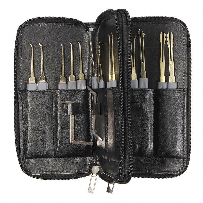 24Pin Stainless Steel Lock Pick Tools Set With Transparent Practice Padlocks