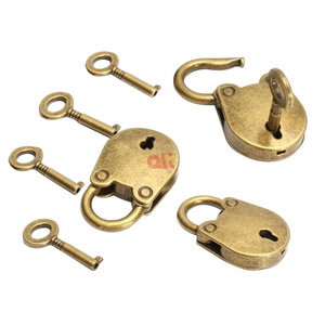 antique pad lock metal old vintage style mini padlock key lock wholesale chinese old lock retro brass padlock