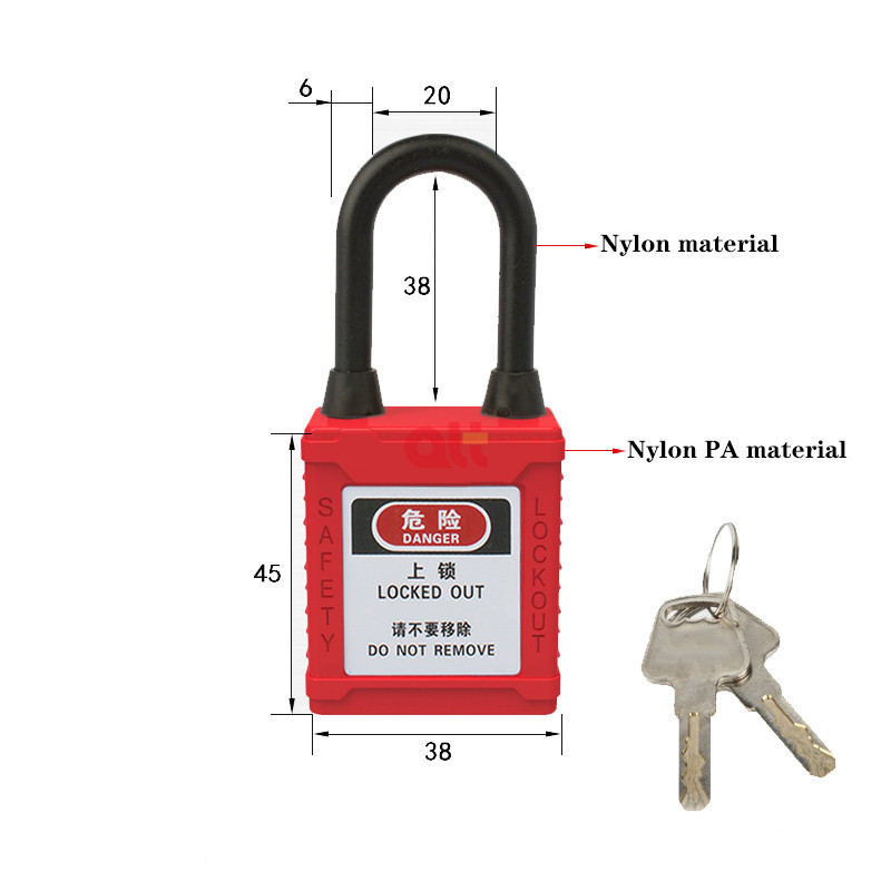 industrial safety products lockout tagout loto safety padlock 25mm 38mm 76mm Steel Nylon long shackle key alike safety padlock