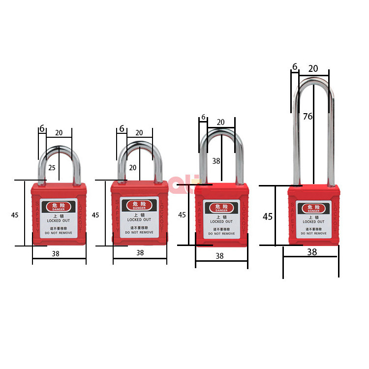 industrial safety products lockout tagout loto safety padlock 25mm 38mm 76mm Steel Nylon long shackle key alike safety padlock