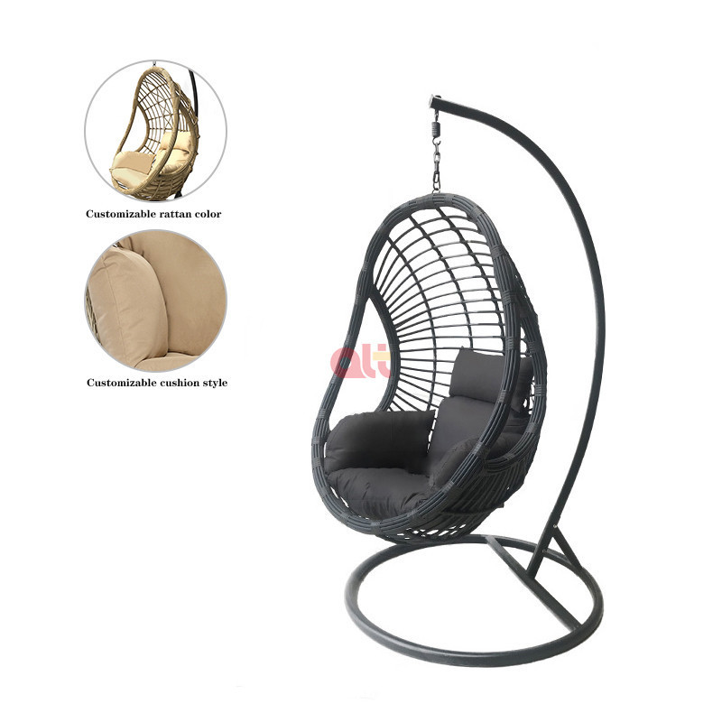 folding hanging rattan pod chair relaxing black garden egg chair hanging chair manufacturer