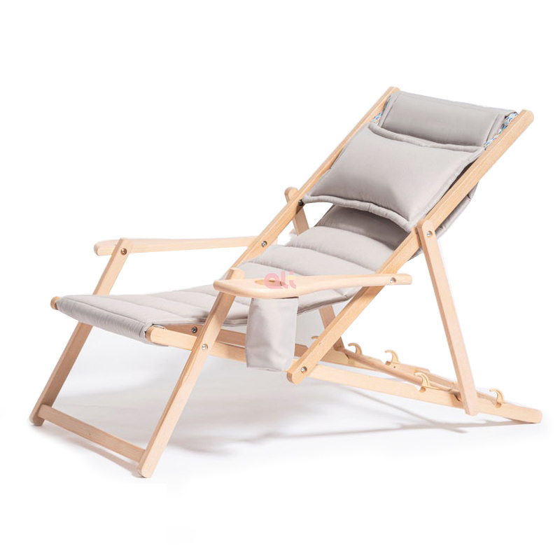 outdoor wooden folding sling/chaise lounge beach chair nordic style adjustable natural wood beach chairs manufacturers