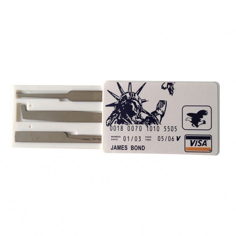 Wholesale  James Bond 007 Credit Card  lock pick set with Transparent Practice Padlock Lock Pick Set locksmith tool kit