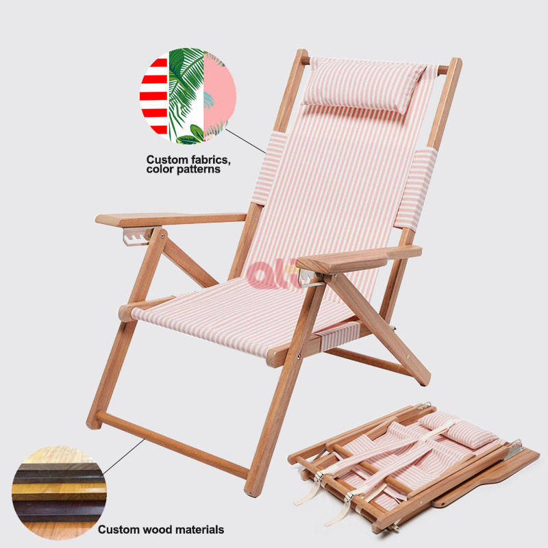 wood swimming pool chair sun lounger china sun deck chair pink striped beach reclining chair