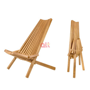 Folding Wooden Outdoor Chair Foldable Low Profile Wood Lounge Chair for the Patio, Porch, Deck, Lawn, Garden or Home Furniture