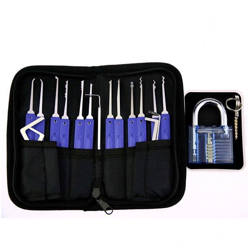 wholesale 12 Steel Fast Locksmith Lock Picking Set Locksmith Tools with 1 Practice Padlock Unlocking lock pick set