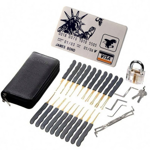 Wholesale  James Bond 007 Credit Card  lock pick set with Transparent Practice Padlock Lock Pick Set locksmith tool kit