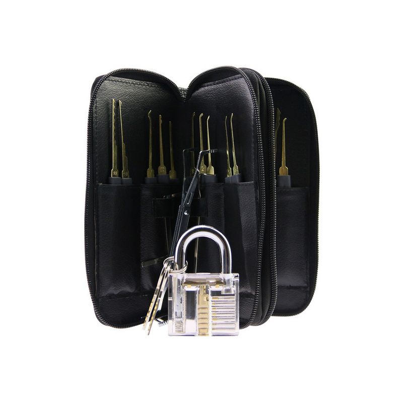 Locksmith Transparent Practice Padlock With Advanced 24 Pin Titanium Lock Pick Set Training Kits