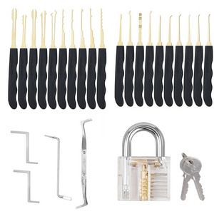 Locksmith Transparent Practice Padlock With Advanced 24 Pin Titanium Lock Pick Set Training Kits