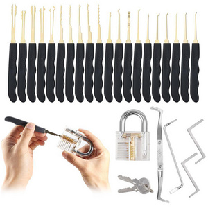 Locksmith Tool 24pcs universal professional lock pick set Locksmith Supplies With Clear Transparent Practice Lock Picking Tools