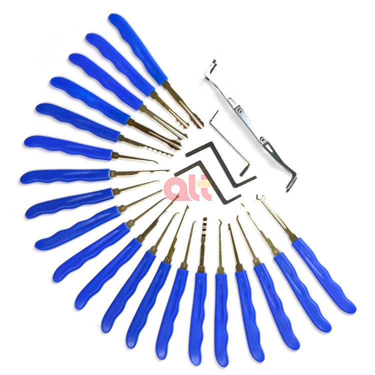 24 pcs blue multipick Lock Pick Set Broken Key Extractor Set Locksmith Supplies with Clear Practice lock universal lock pick set