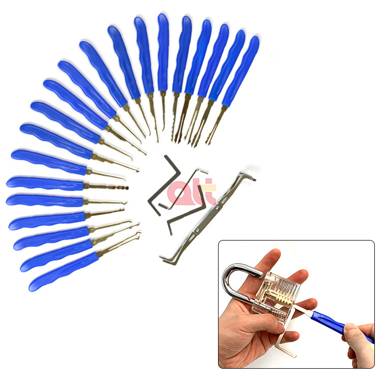 24Pcs Metal Complete Lock Picking Starter Kit, Locksmith Training Tools and Cut-Away Lock packing set locksmith tools