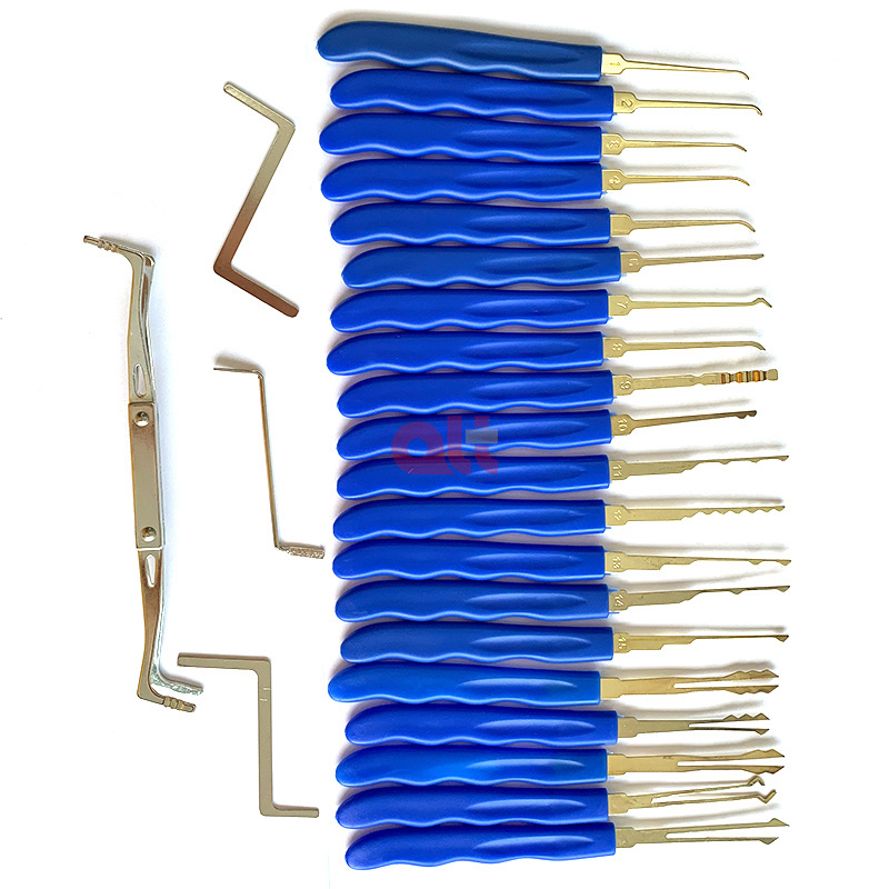 wholesale 24 pcs titanium praxis multipick locksmith tool  lock pick set with three transparent practice lock set locksmith set