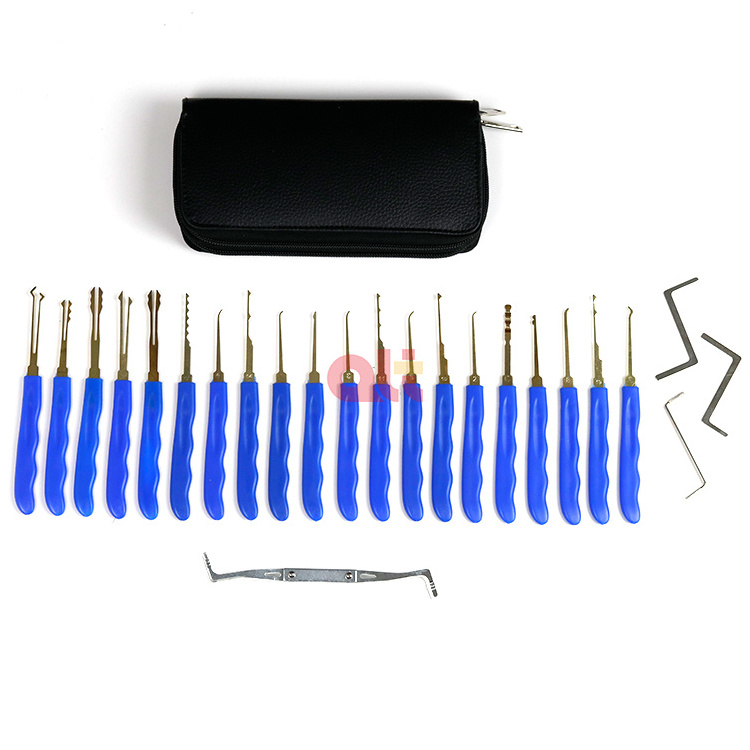 wholesale 24 pcs titanium praxis multipick locksmith tool  lock pick set with three transparent practice lock set locksmith set