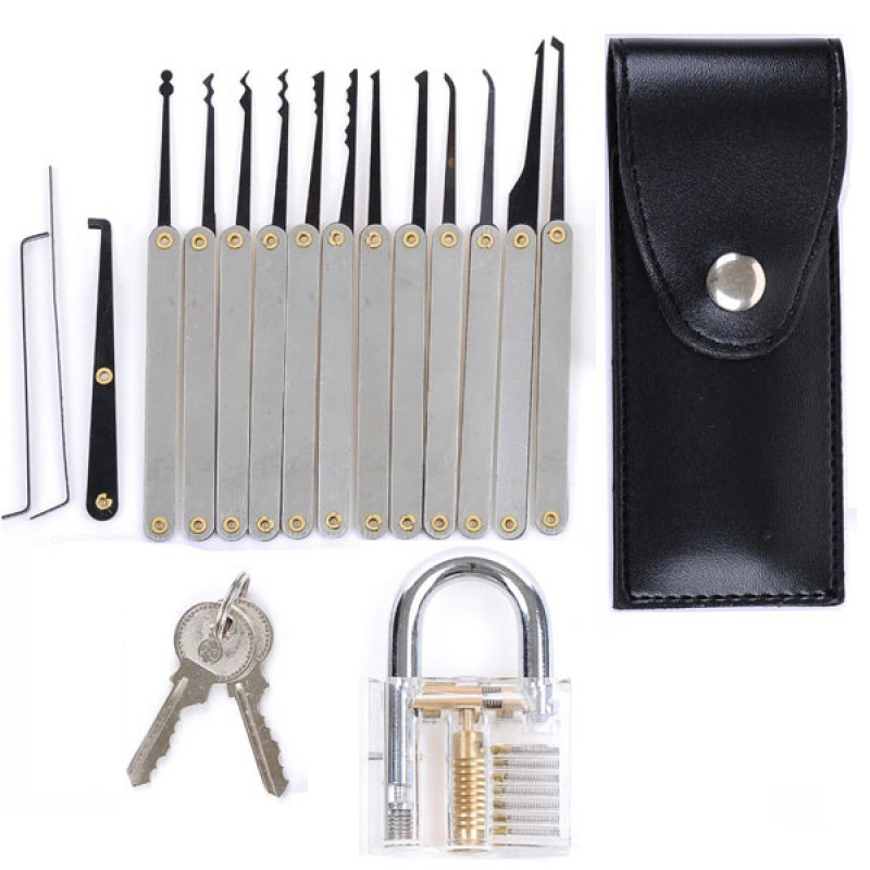 12 Piece Honest Car Decoder Unlocking Lock Pick Set Locksmith Tool With Practice Transparent Padlock