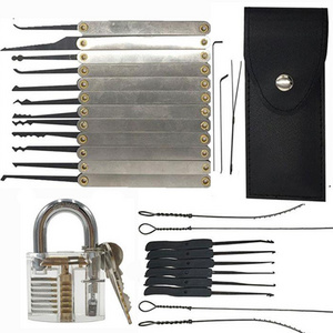 15 Pieces One Transparent Padlocks Training Exercise Lock Pick Set, Beginner Locksmiths 10 Pcs Lock Picking Key Extractor Tool