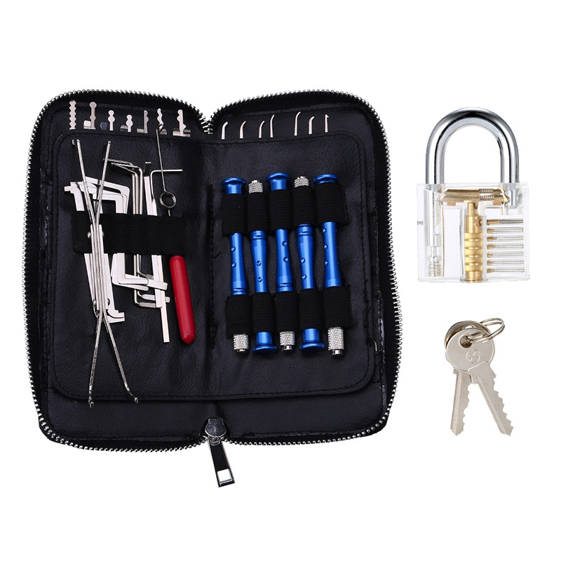 wholesale locksmith tool 64 Pcs Multifunctional Interchangeable rake pick kaba dimple lock pick with Transparent practie Padlock