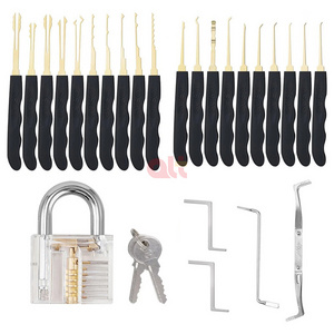 wholesale 24pcs goso locksmith supplies lock pick tools lock set with Transparent Practice Padlock locksmith tool lockpicking