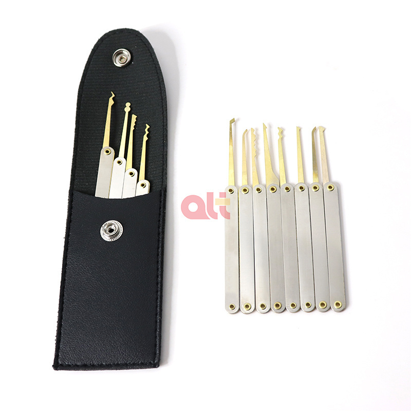 wholesale 12 Piece Laminated Plain Handle Lock Pick Set with Transparent Training Padlock and Credit Card Lock Picking Tool Kit