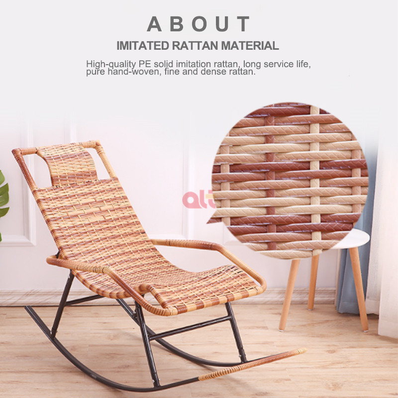 Lightweight lunch break bed rocking chair recliner porch balcony beach rattan wicker chair Teng rocking chair