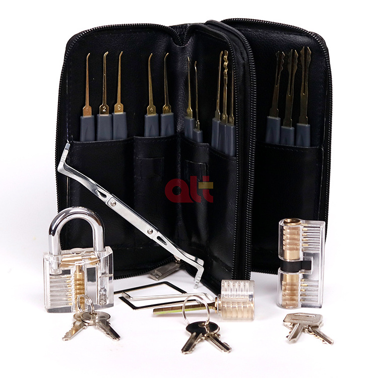 china wholesale 24 pcs plastic single pin lock picks with three training clear plastic padlock lock pick set  locksmith supplies