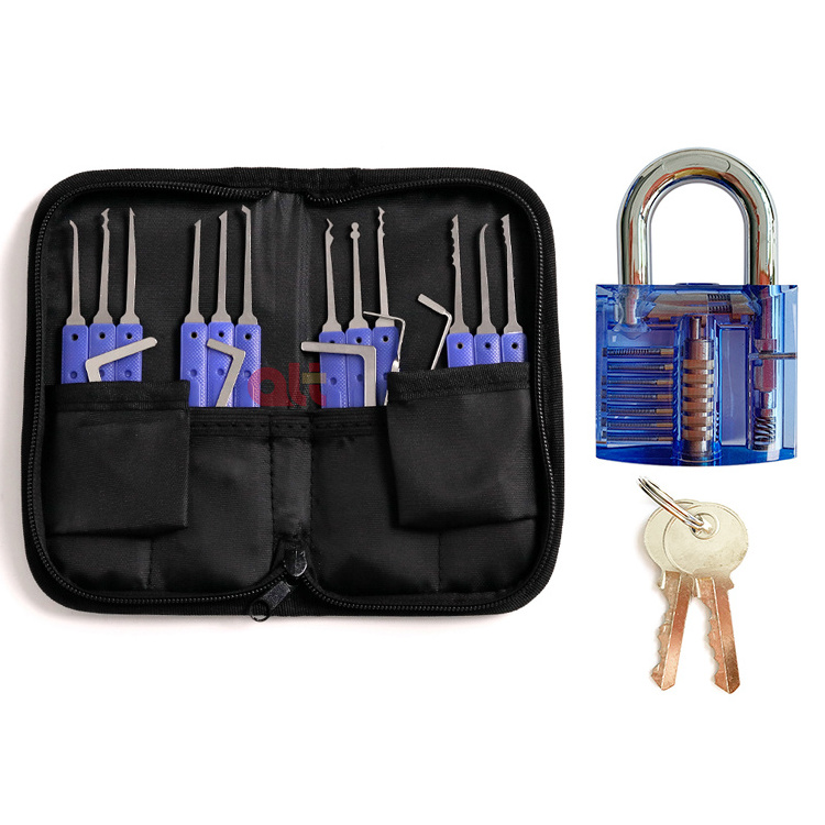 wholesale 12 Steel Fast Locksmith Lock Picking Set Locksmith Tools with 1 Practice Padlock Unlocking lock pick set