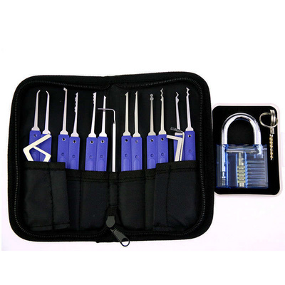 12 Steel Fast Locksmith picks supplies Lock Picking tools Set Locksmith Tools with 1 Practice Padlock Unlocking Lock Pick Set