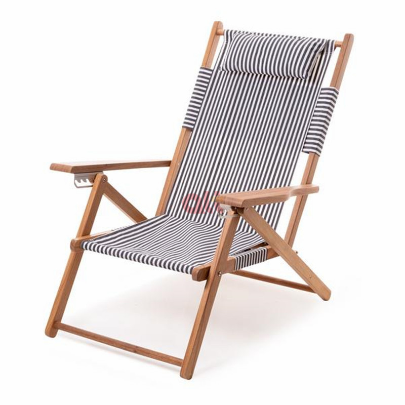 wood swimming pool chair sun lounger china sun deck chair pink striped beach reclining chair