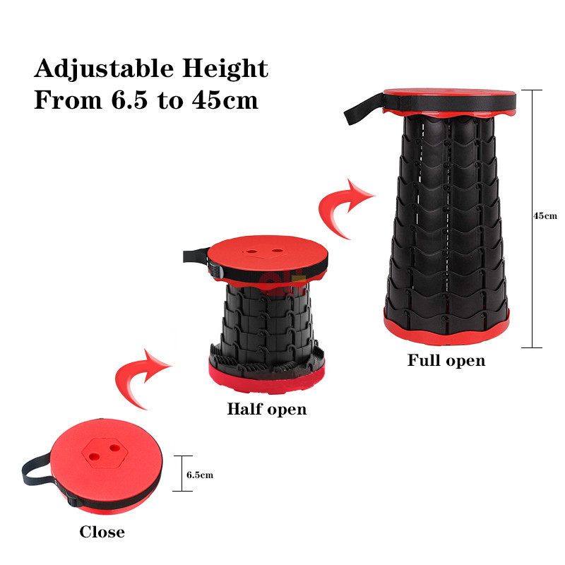 sturdy foldable portable telescopic stool chair collapsible retractable stools outdoor camping folding telescoping stool