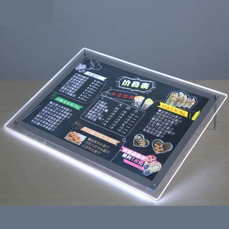 A1 A2 A3 A4 Indoor use acrylic  LGP led Double Side wire-steel hanging Frameless LED crystal advertising light box