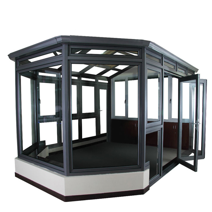 Hot sale Customized Slant roof aluminum frame addition panels  glass veranda green house