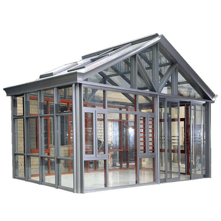 Hot sale Customized Slant roof aluminum frame addition panels  glass veranda green house