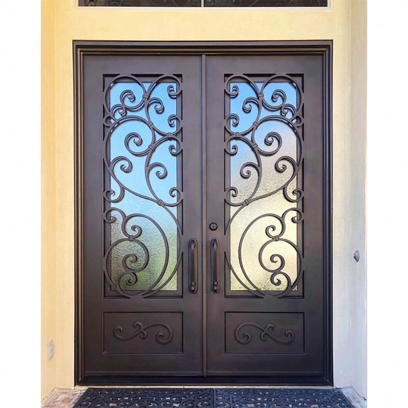 Alucasa Modern Cast Double Iron Door Design Home Main Entrance Security Grilled Wrought Iron Door For New Orleans Clients