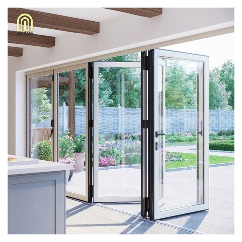 Alucasa Invisible Lock and Big Handle Design Glass Door Aluminum Bifolding Doors