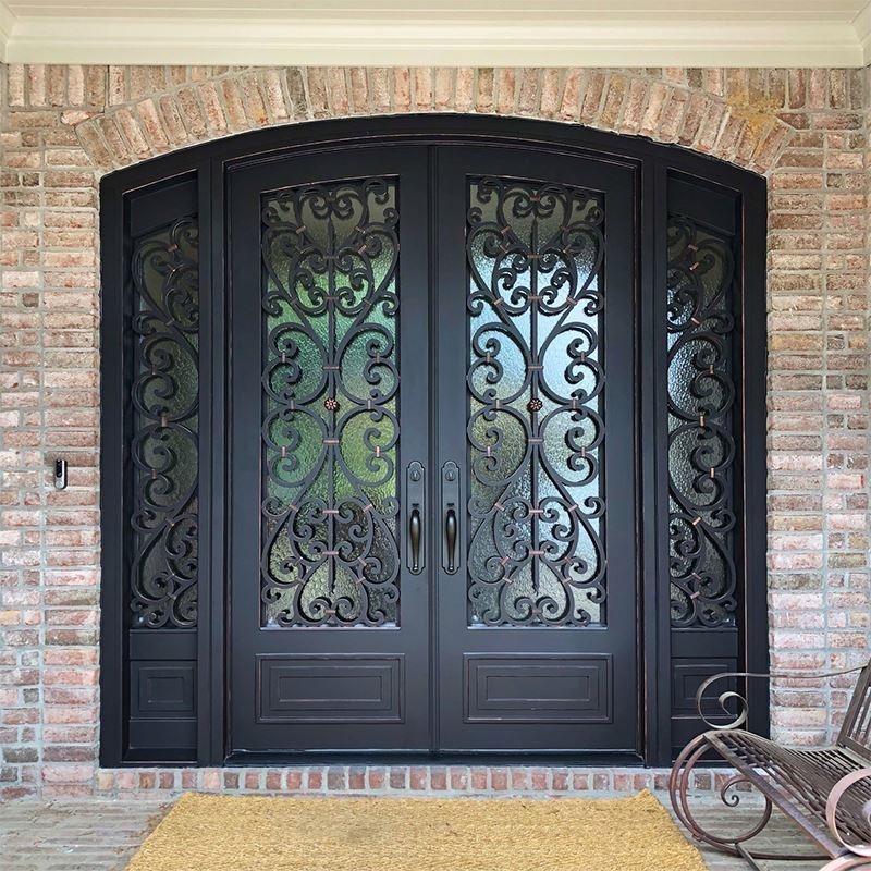 Alucasa Modern Cast Double Iron Door Design Home Main Entrance Security Grilled Wrought Iron Door For New Orleans Clients