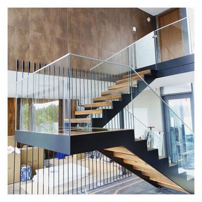 Alucasa Modern Indoor Small Space Stairs Aluminum Wooden Straight Staircase